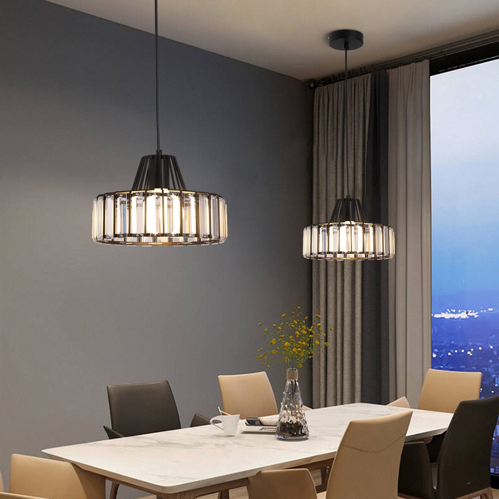 Cyo Black Crystal Pendant Light