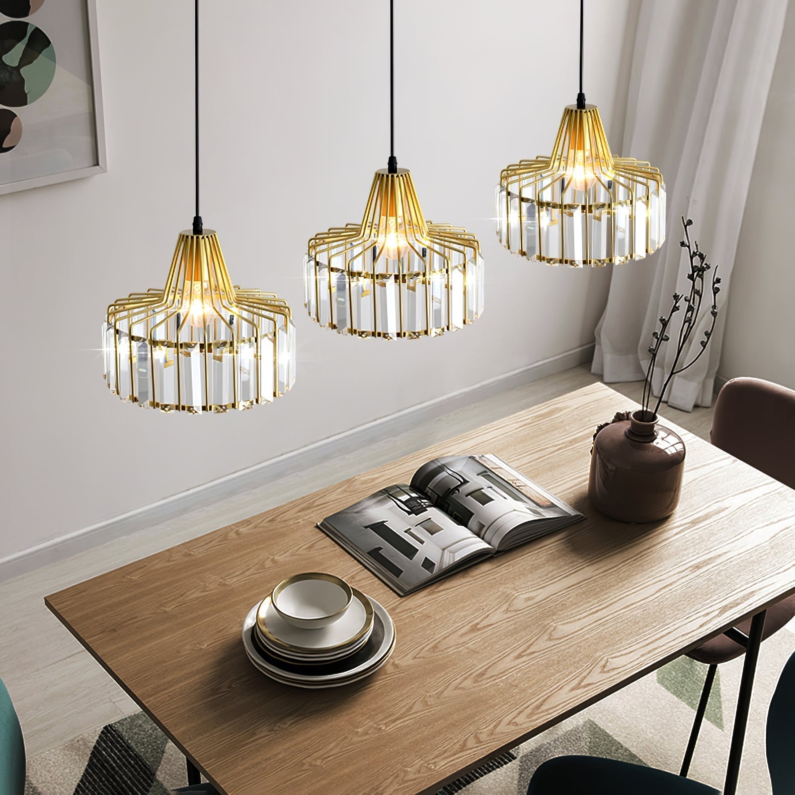 Cyo Black Crystal Pendant Light