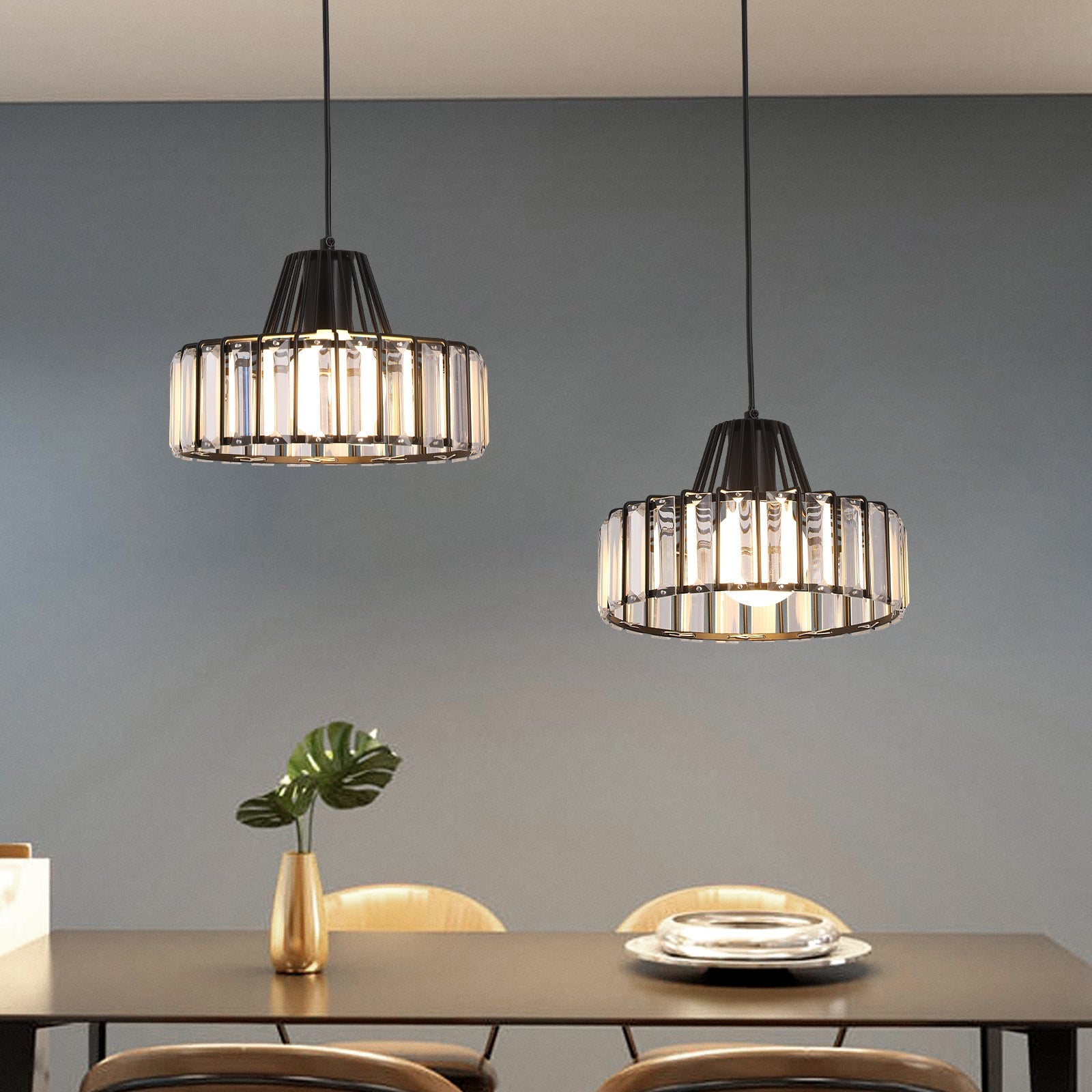 Cyo Black Crystal Pendant Light