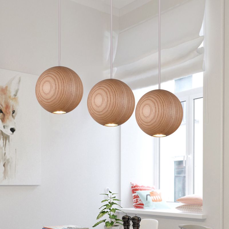 Ocha Round Wooden Pendant Light