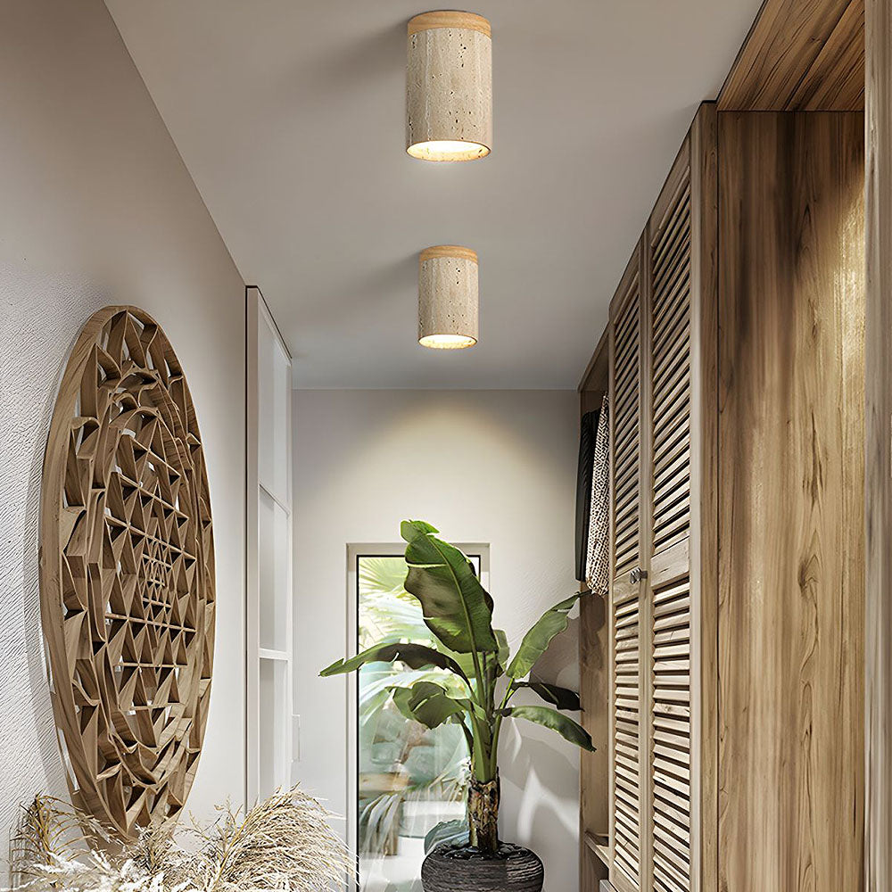 Zorvian Travertine Ceiling Light