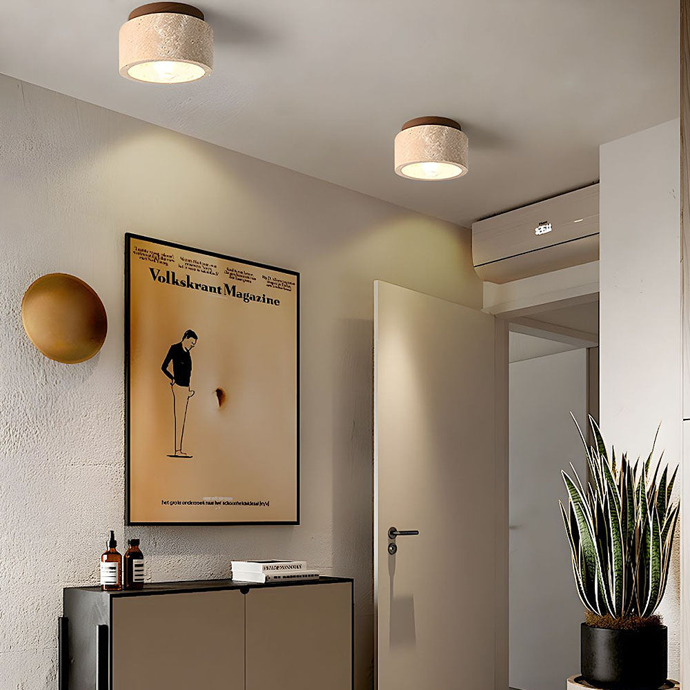 Zorvian Travertine Ceiling Light
