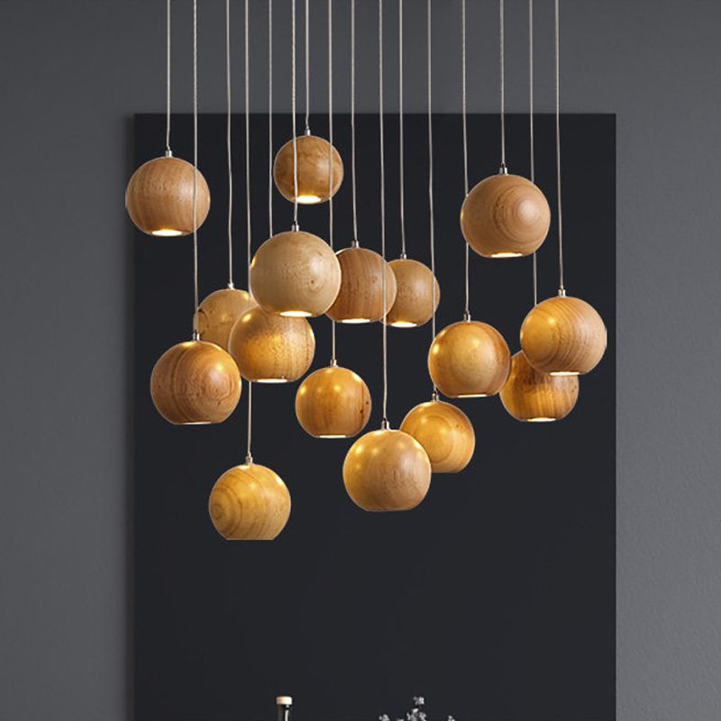 Ocha Round Wooden Pendant Light