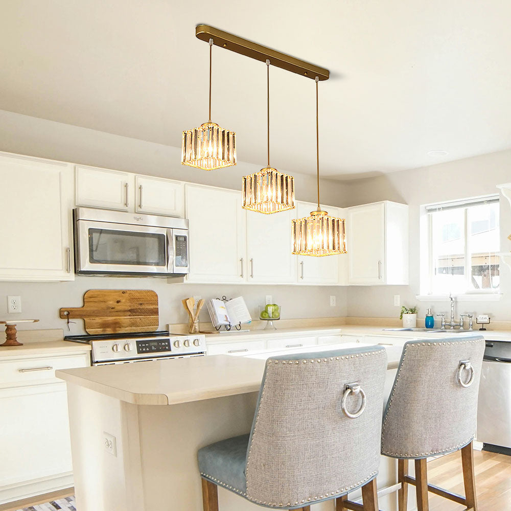 Alevo Triple Head Crystal Pendant Light
