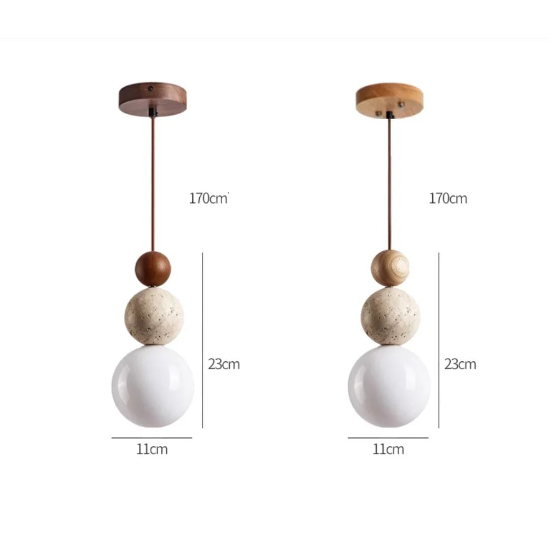 Sobo Spherical Travertine Pendant Light