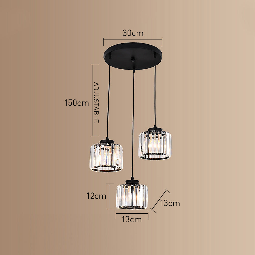 Alevo Triple Head Crystal Pendant Light