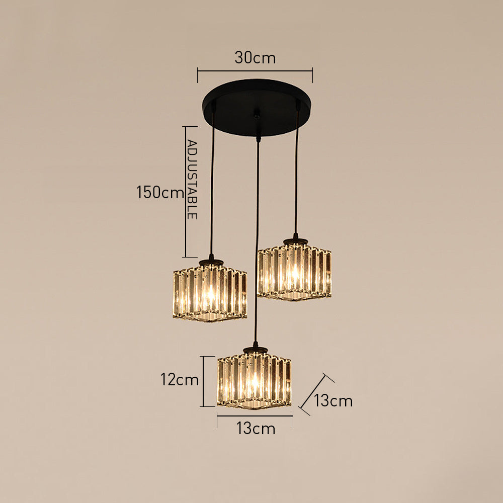 Alevo Triple Head Crystal Pendant Light