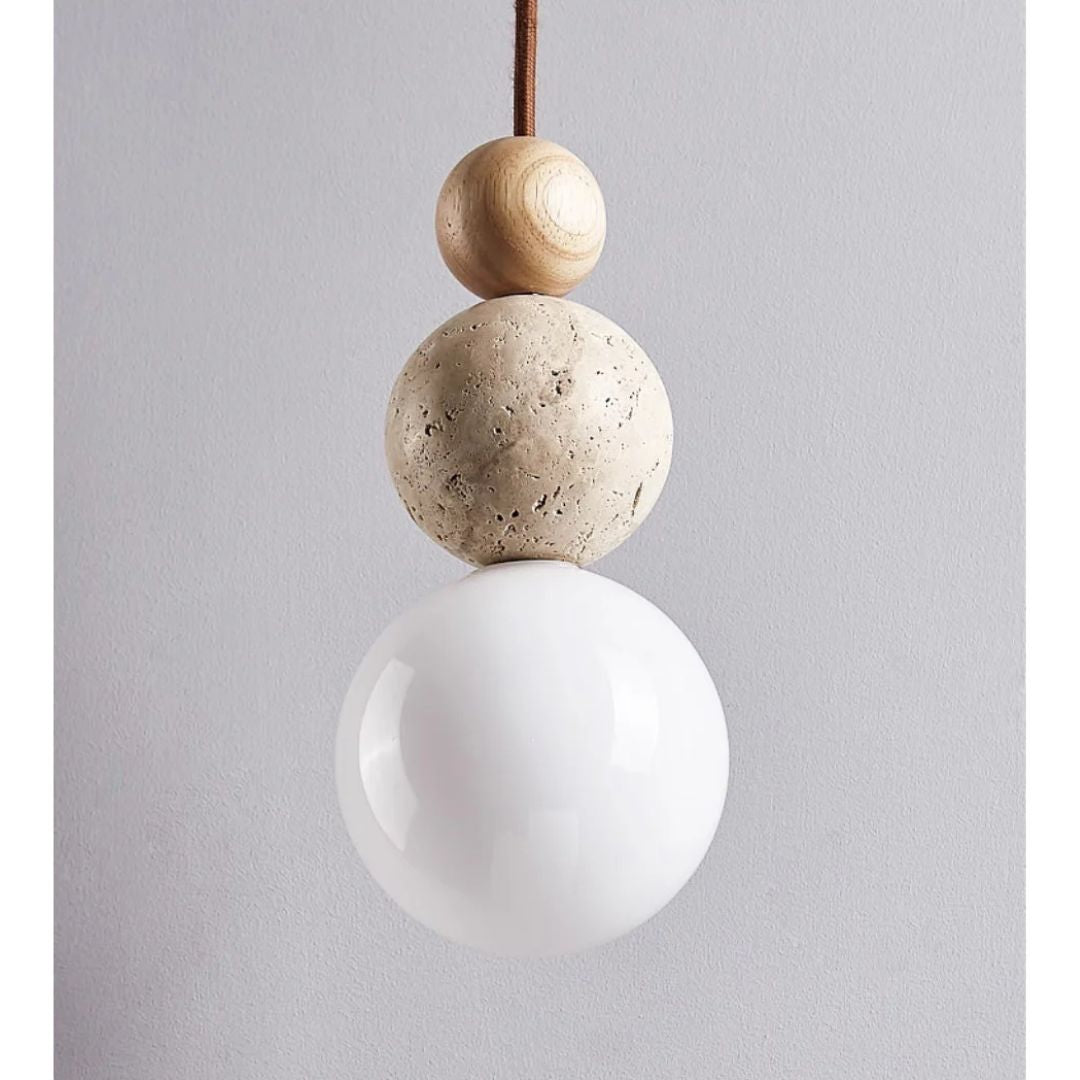 Sobo Spherical Travertine Pendant Light