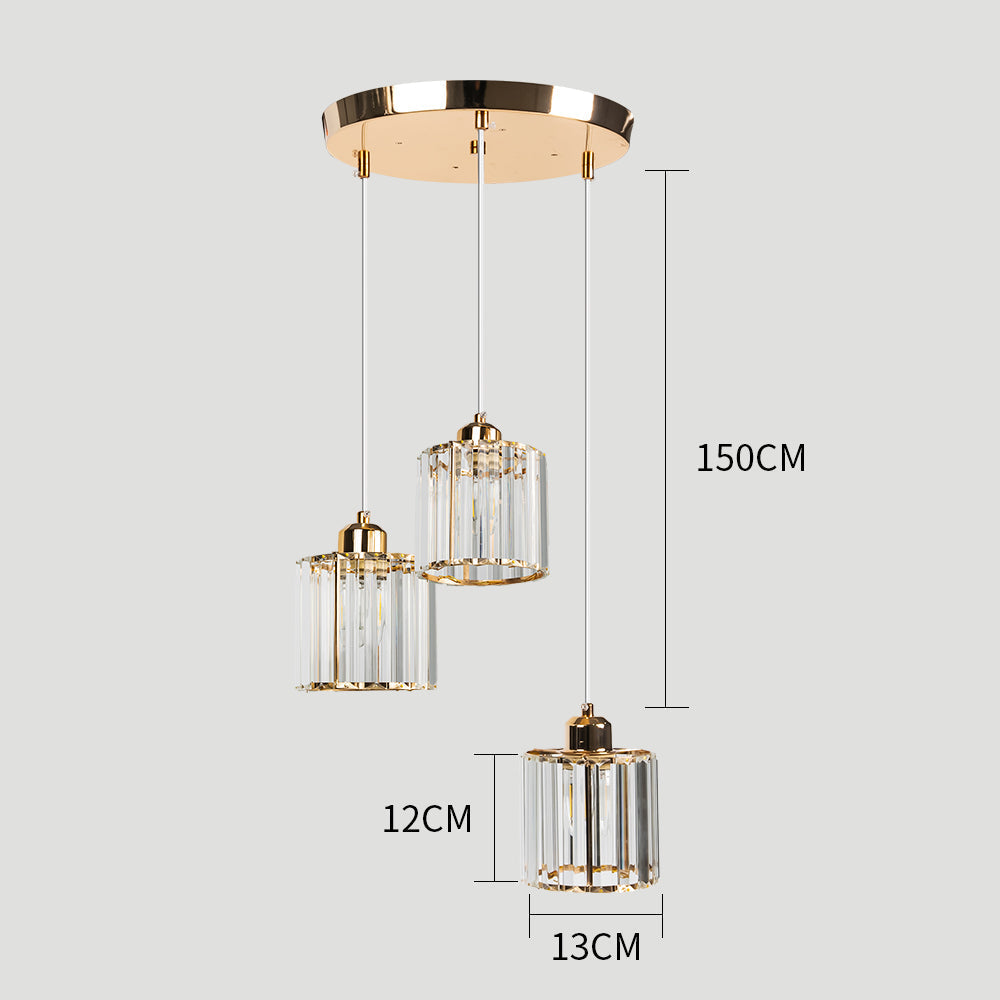 Alevo Triple Head Crystal Pendant Light