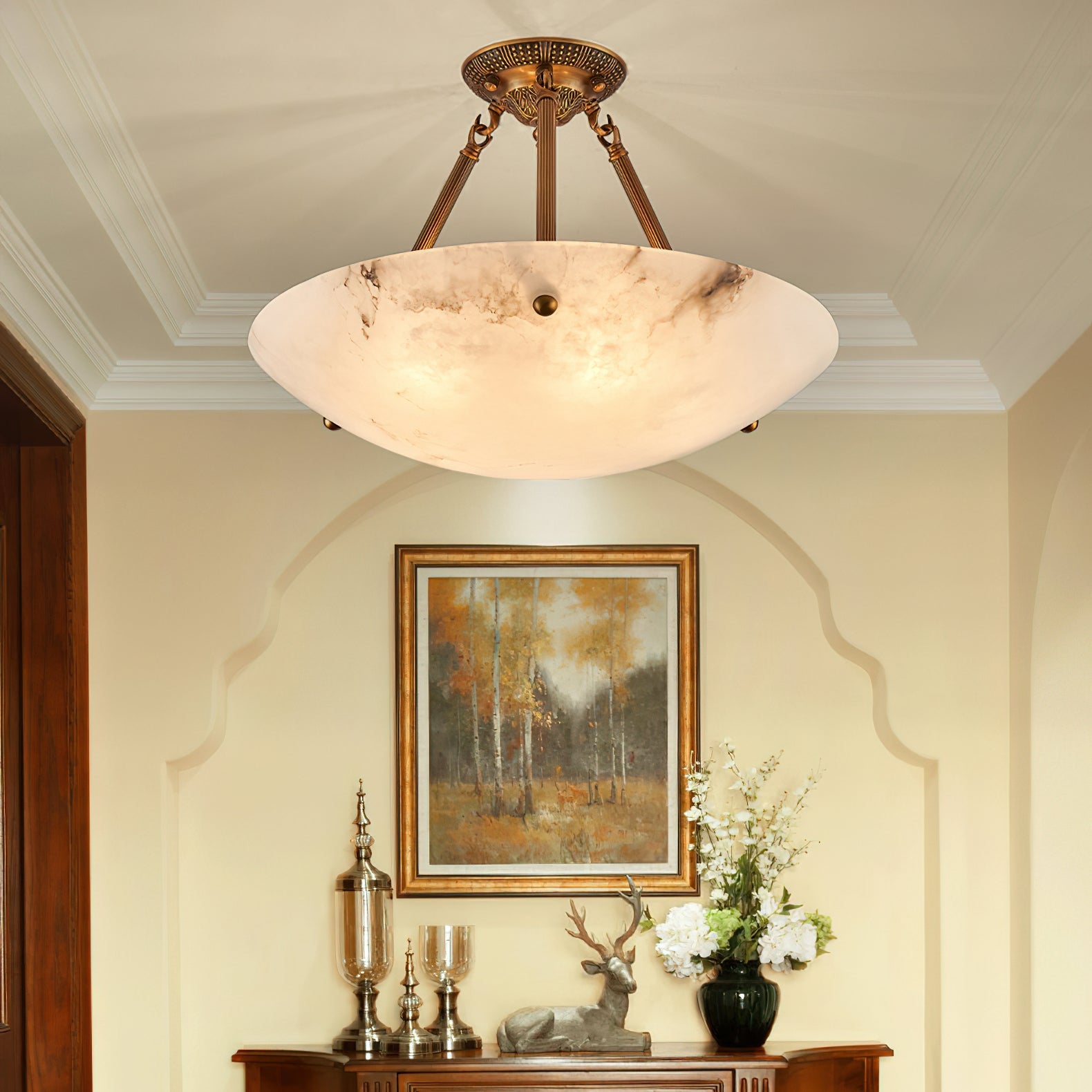 Ardanello Alabaster Bowl Ceiling Light