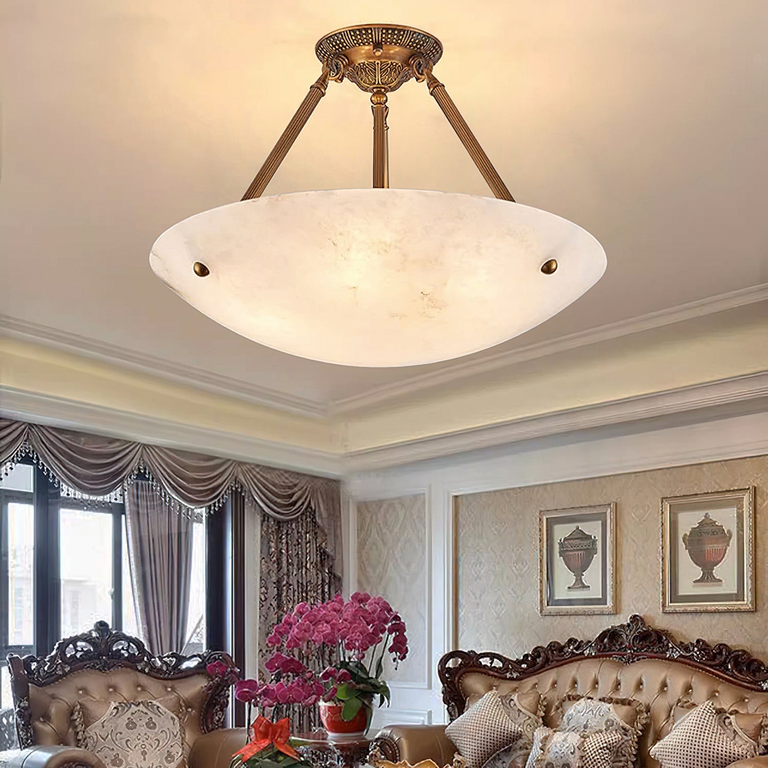 Ardanello Alabaster Bowl Ceiling Light