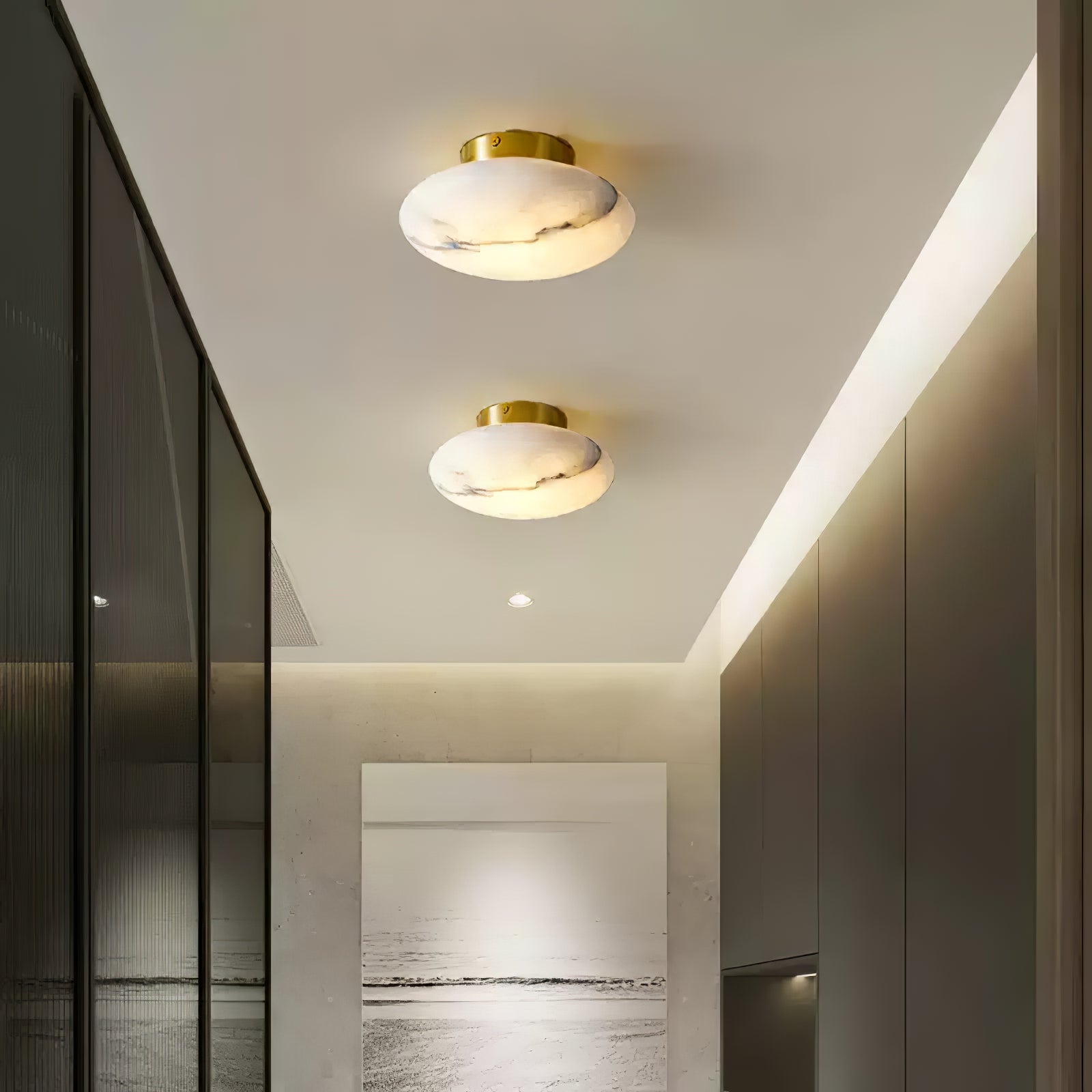 Ozecan Round Alabaster Ceiling Light