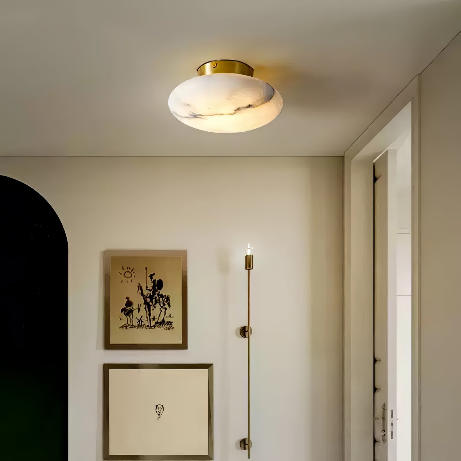 Ozecan Round Alabaster Ceiling Light