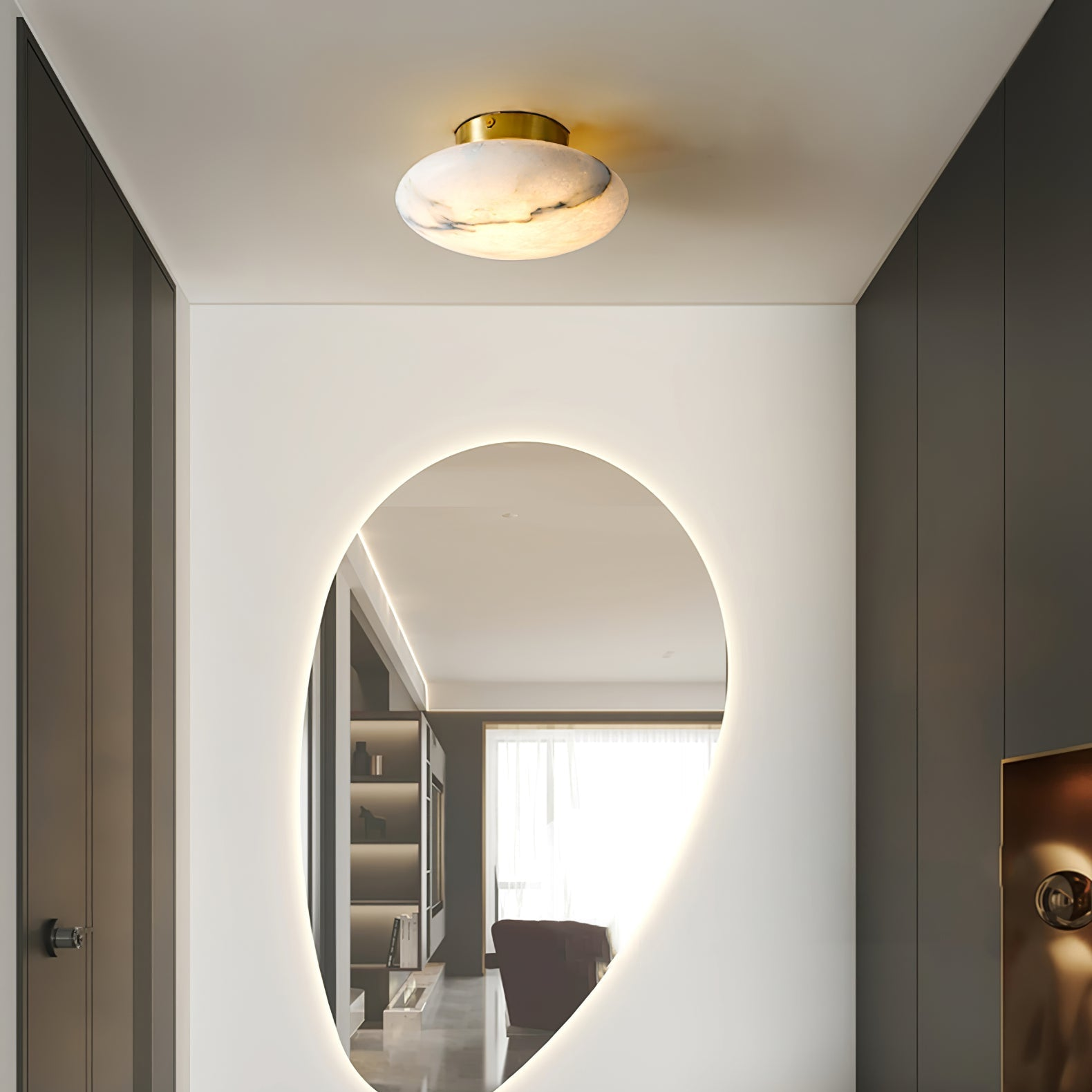 Ozecan Round Alabaster Ceiling Light