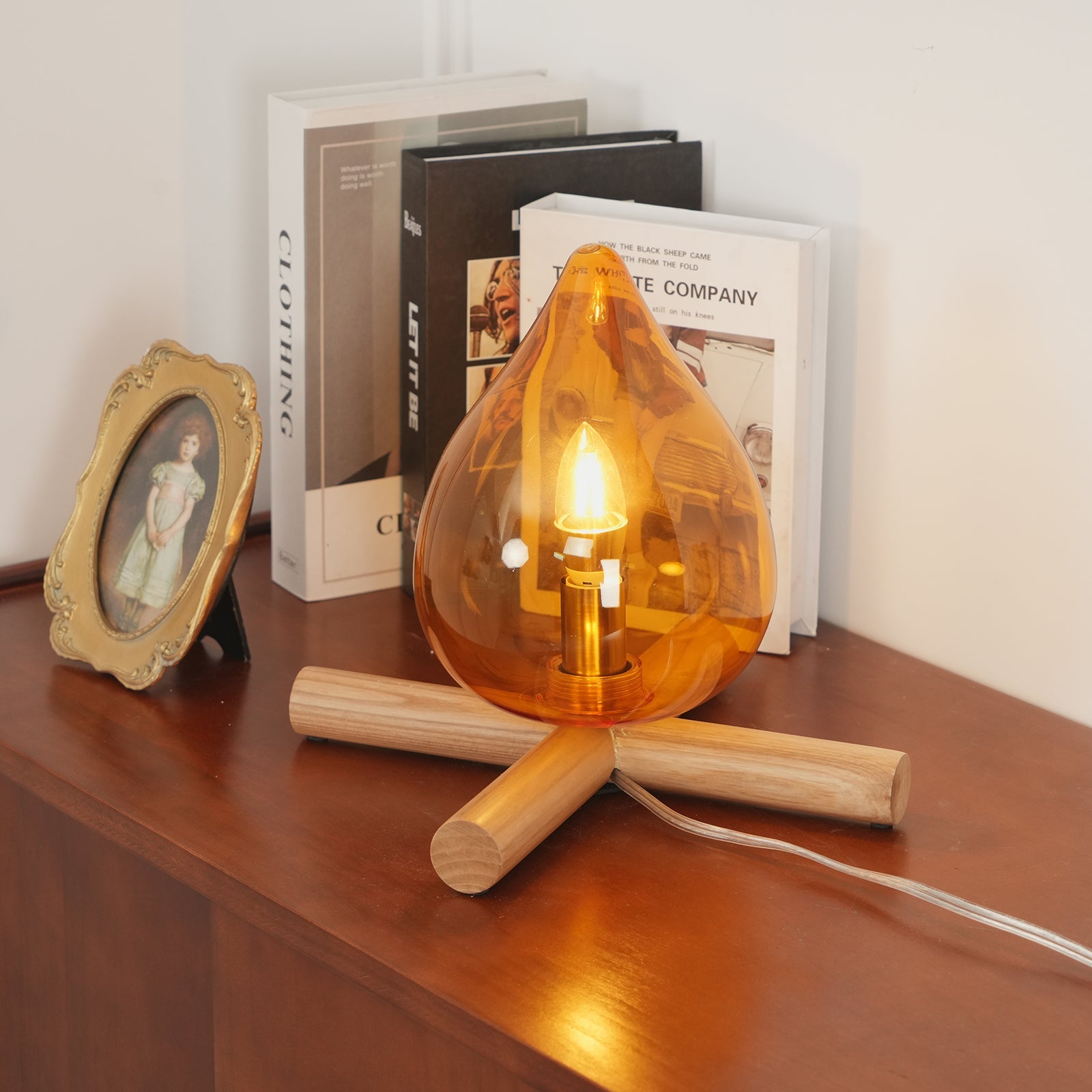 Wood Fire Table Lamp