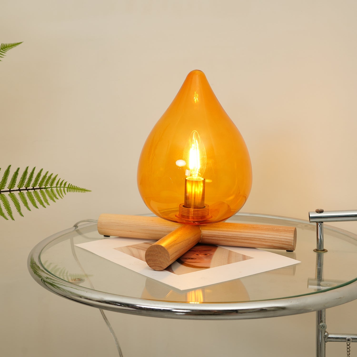 Wood Fire Table Lamp