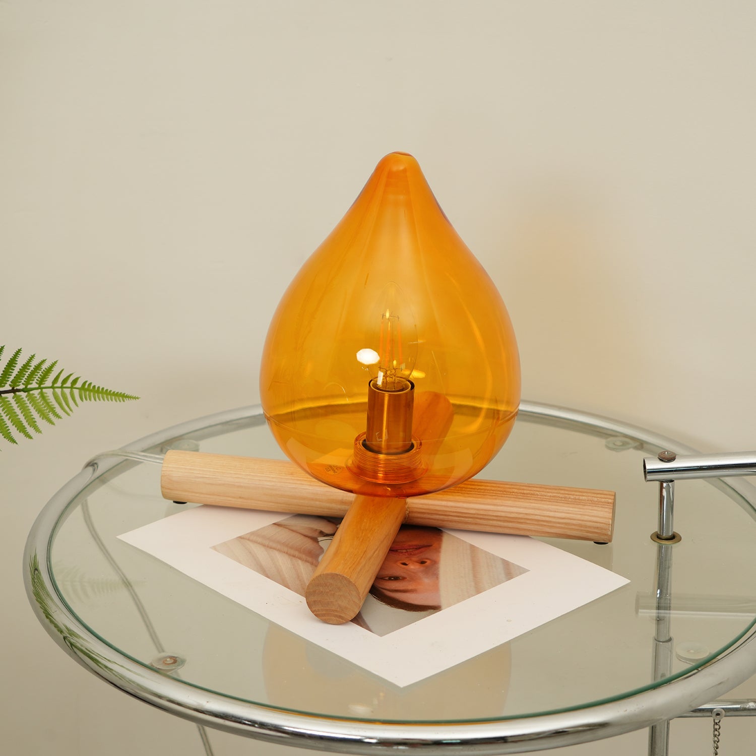 Wood Fire Table Lamp