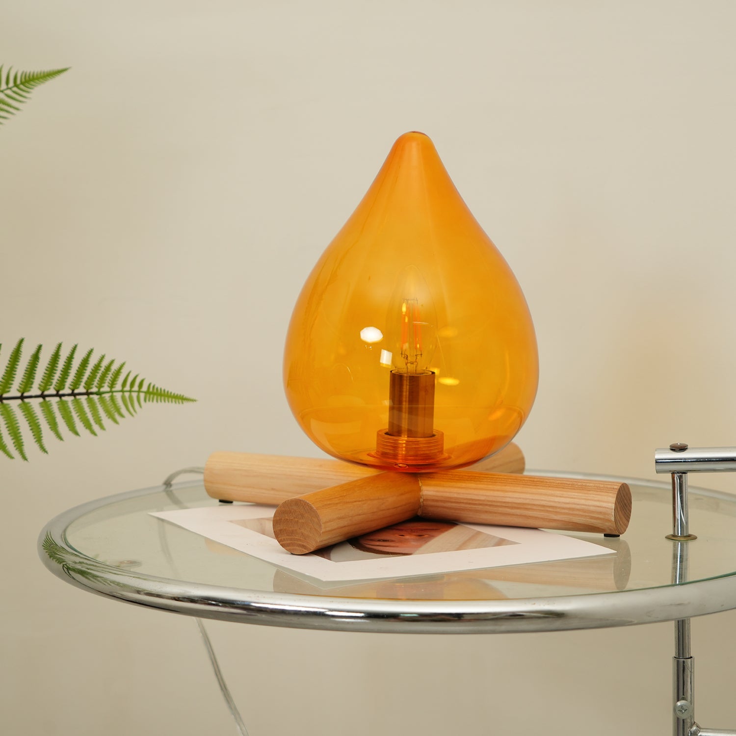 Wood Fire Table Lamp