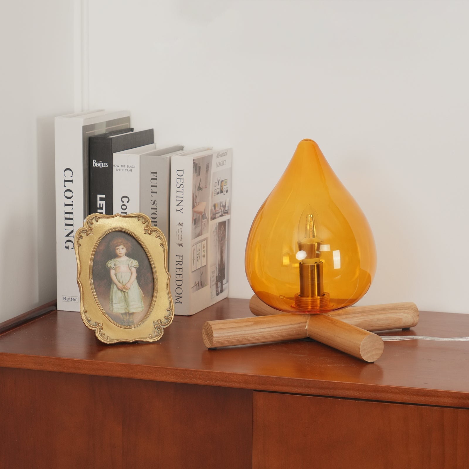 Wood Fire Table Lamp