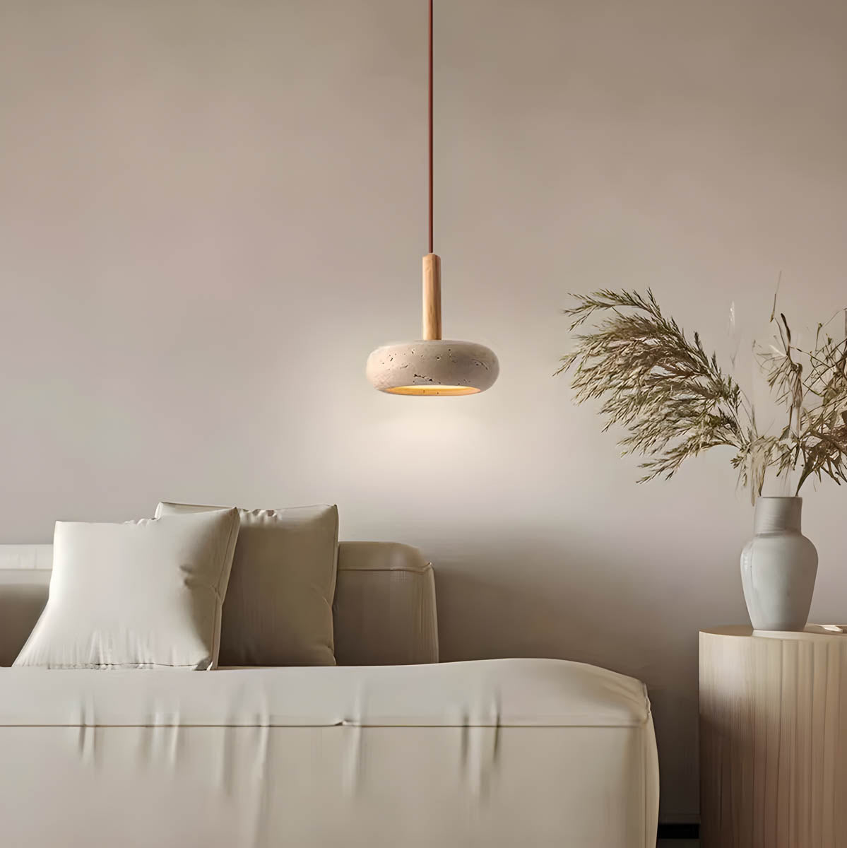 Sosa Round Travertine Pendant Light