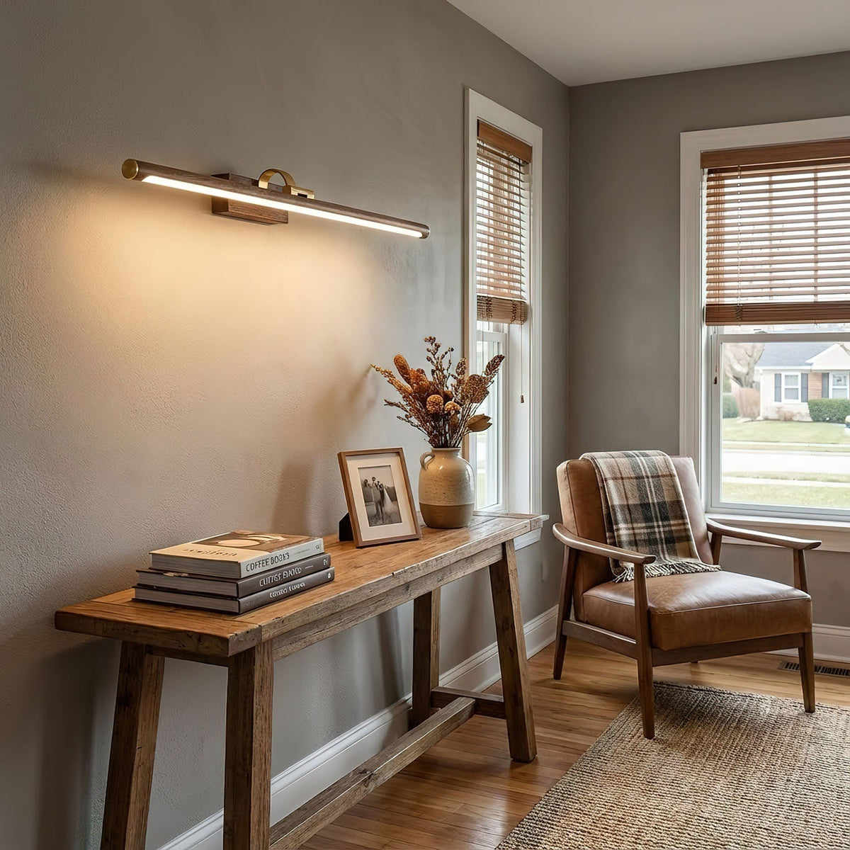Walnut Color Linear LED Wall Light – detail 6