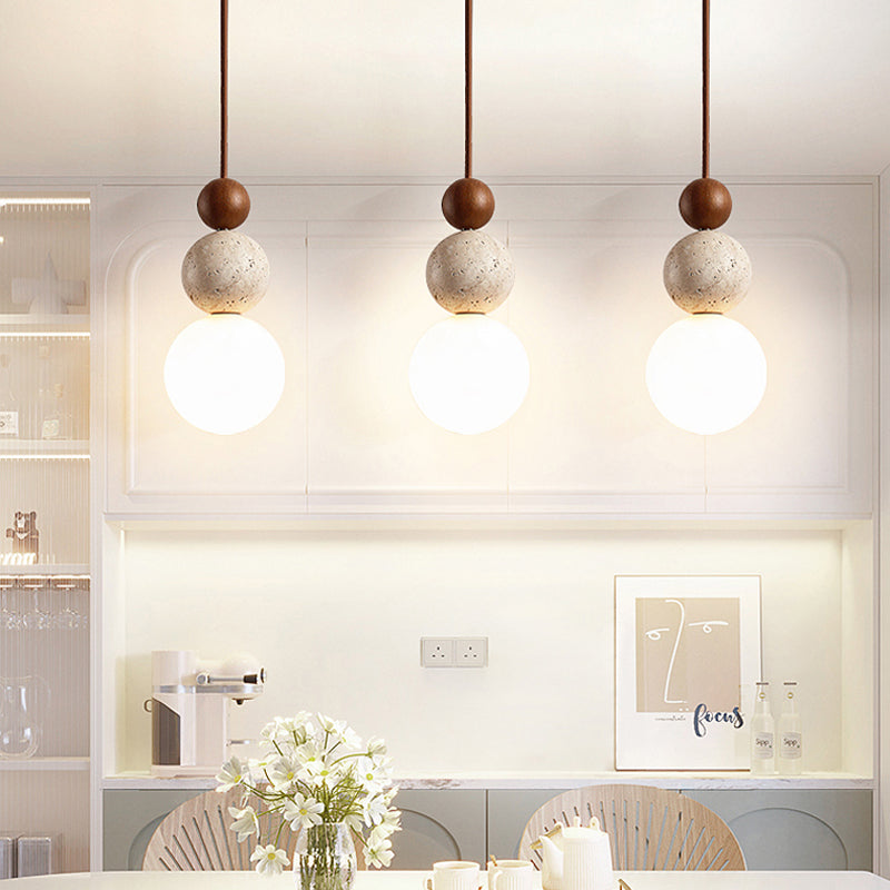 Sobo Spherical Travertine Pendant Light