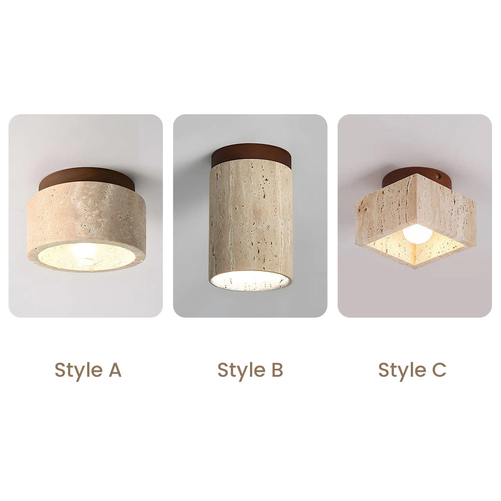 Zorvian Travertine Ceiling Light