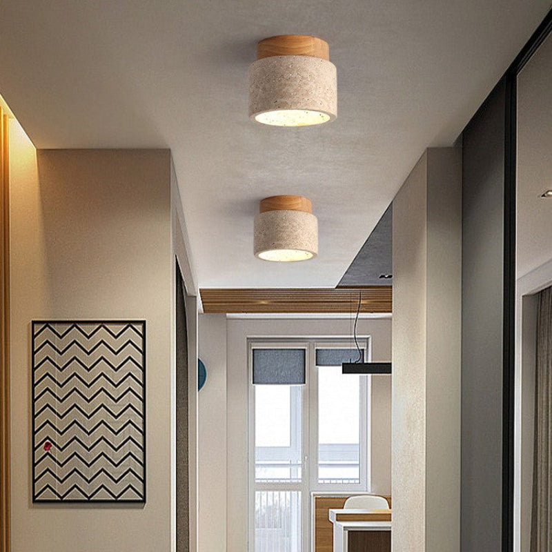 Zorvian Travertine Ceiling Light