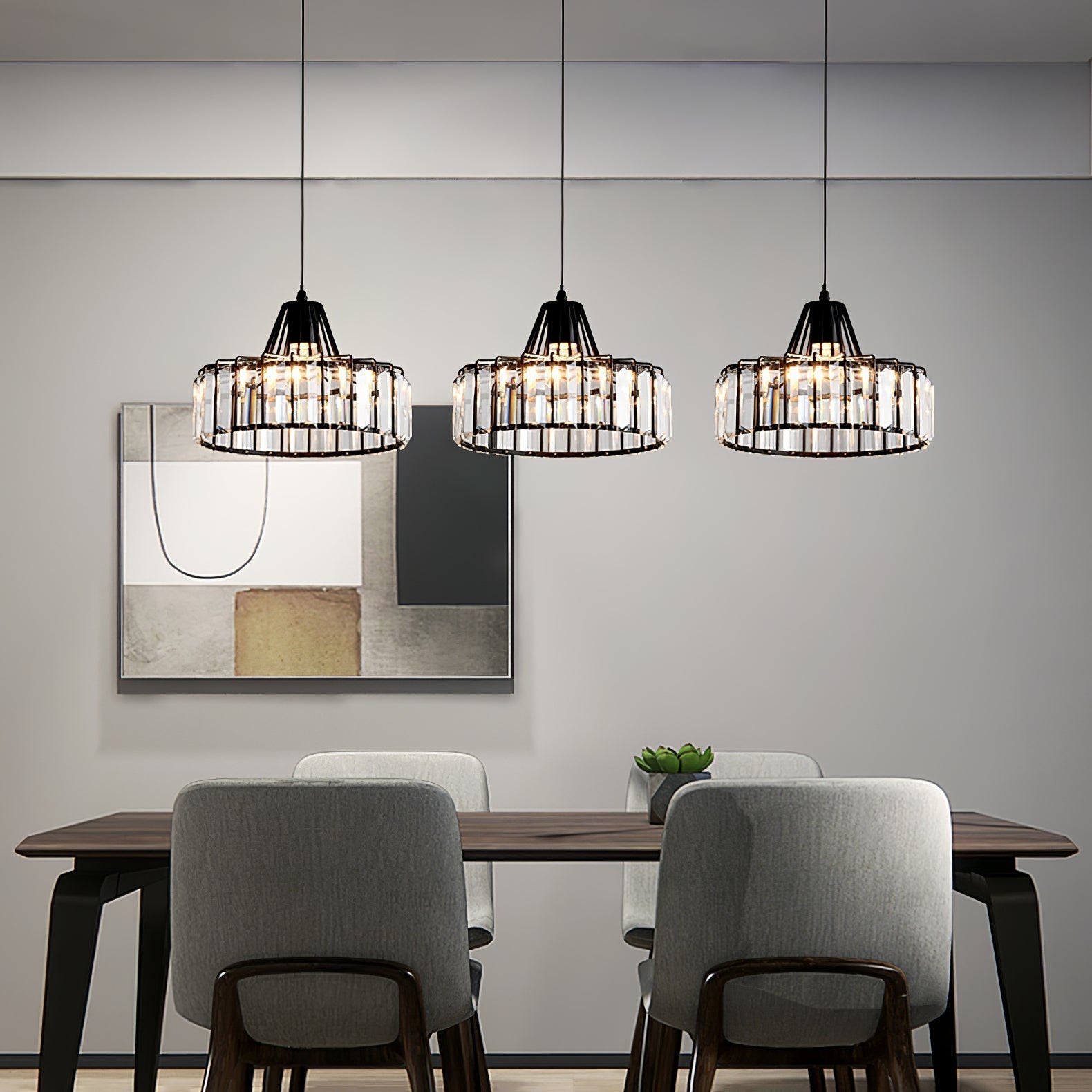 Cyo Black Crystal Pendant Light