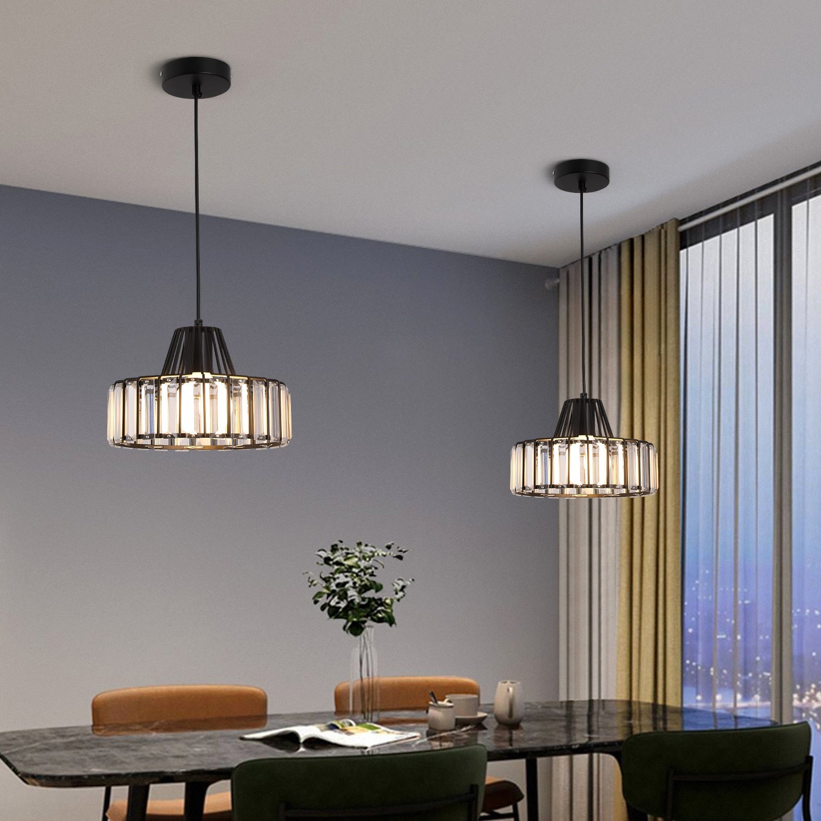 Cyo Black Crystal Pendant Light