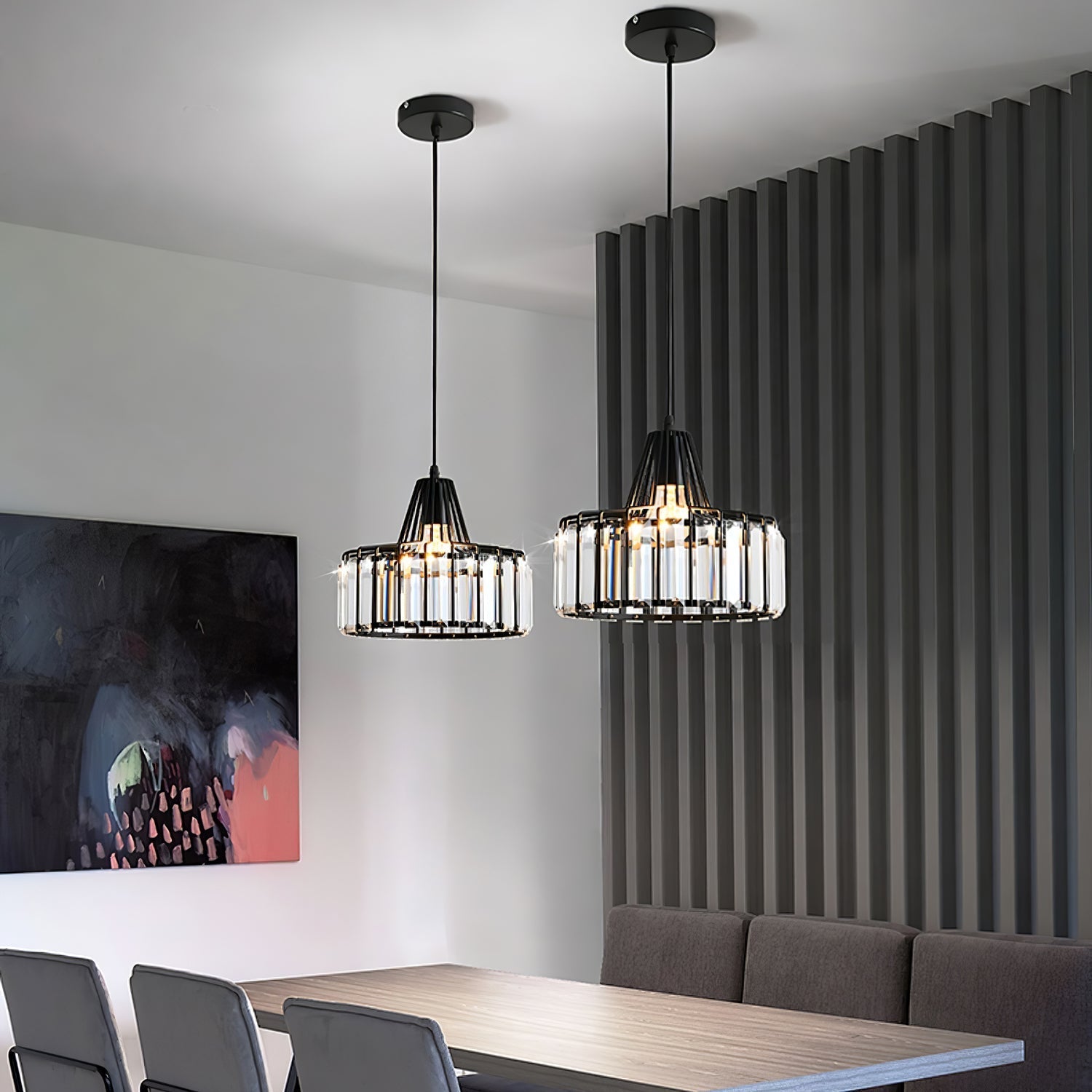 Cyo Black Crystal Pendant Light