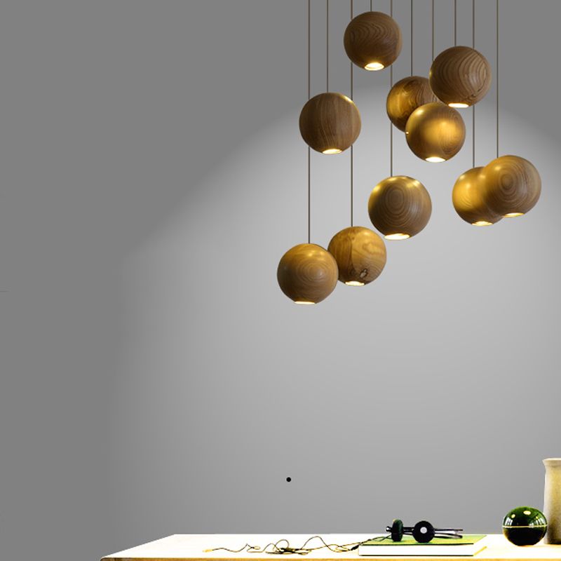 Ocha Round Wooden Pendant Light