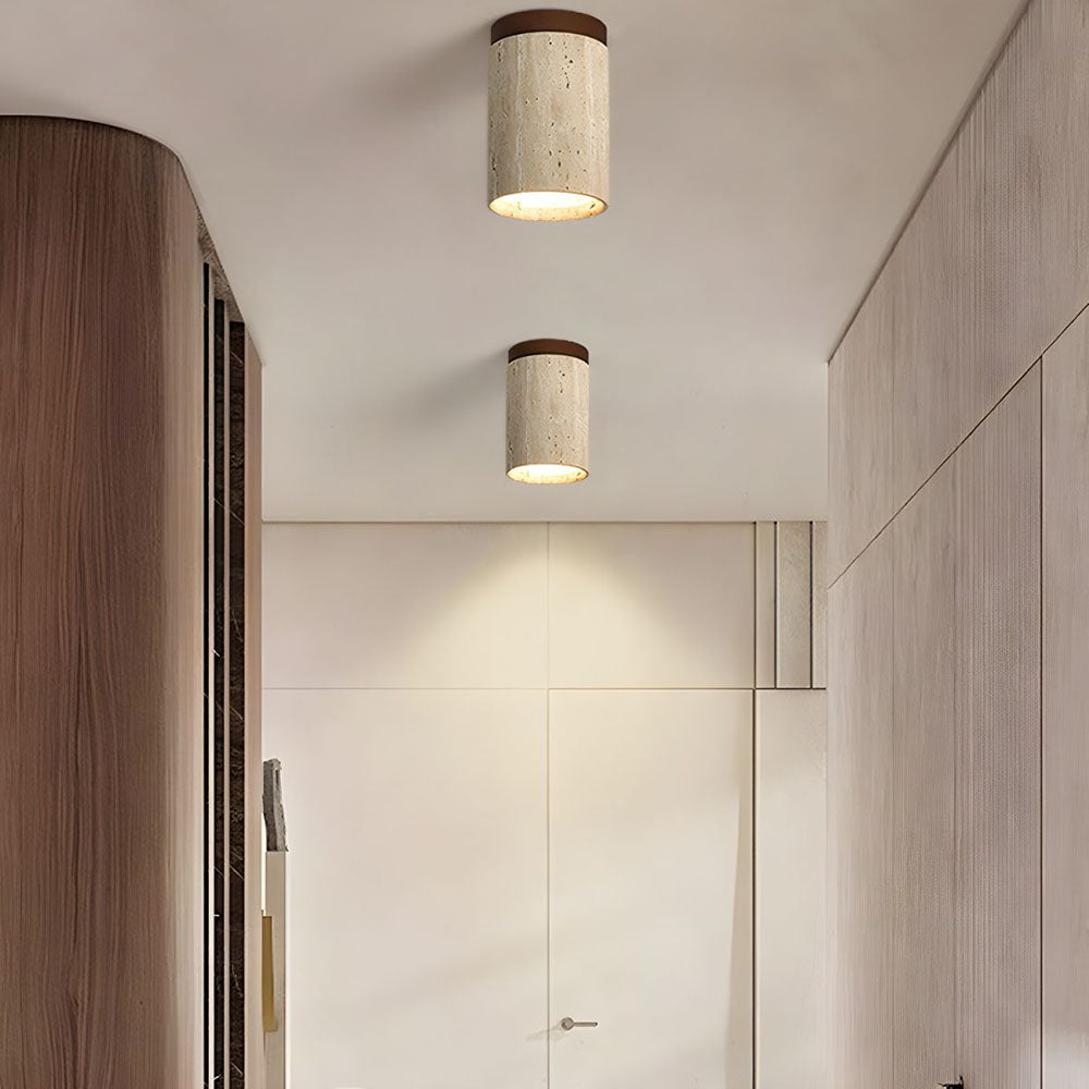 Zorvian Travertine Ceiling Light