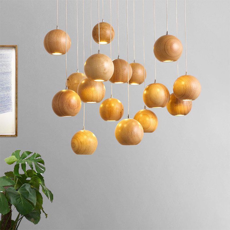 Ocha Round Wooden Pendant Light