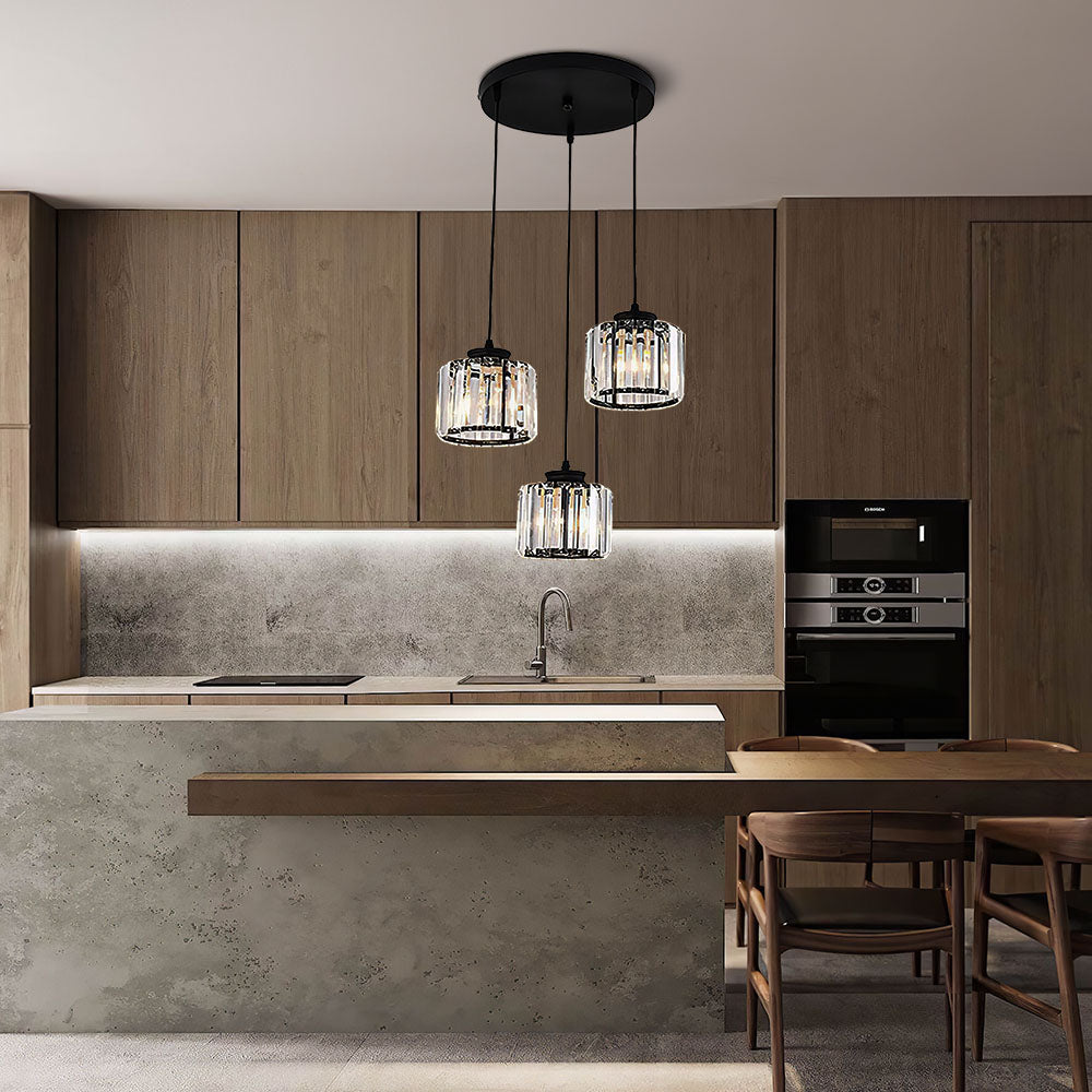 Alevo Triple Head Crystal Pendant Light