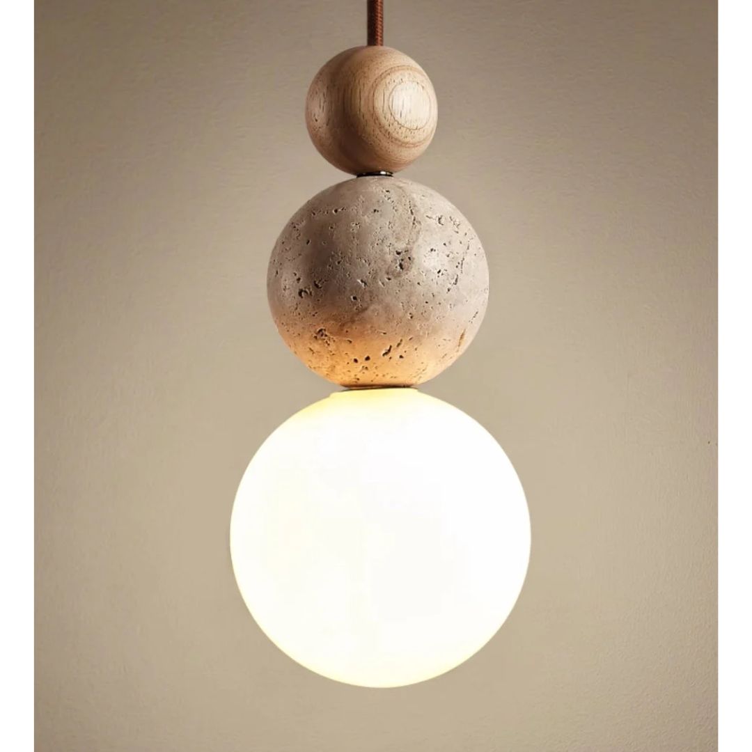 Sobo Spherical Travertine Pendant Light