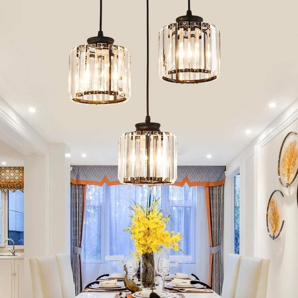 Alevo Triple Head Crystal Pendant Light