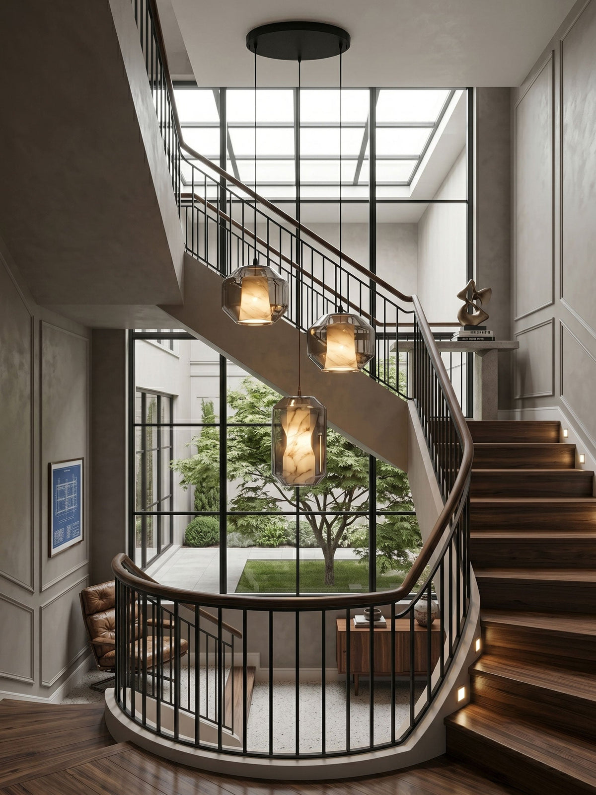 Alabaster Glass Cylinder Pendant Light – detail 5