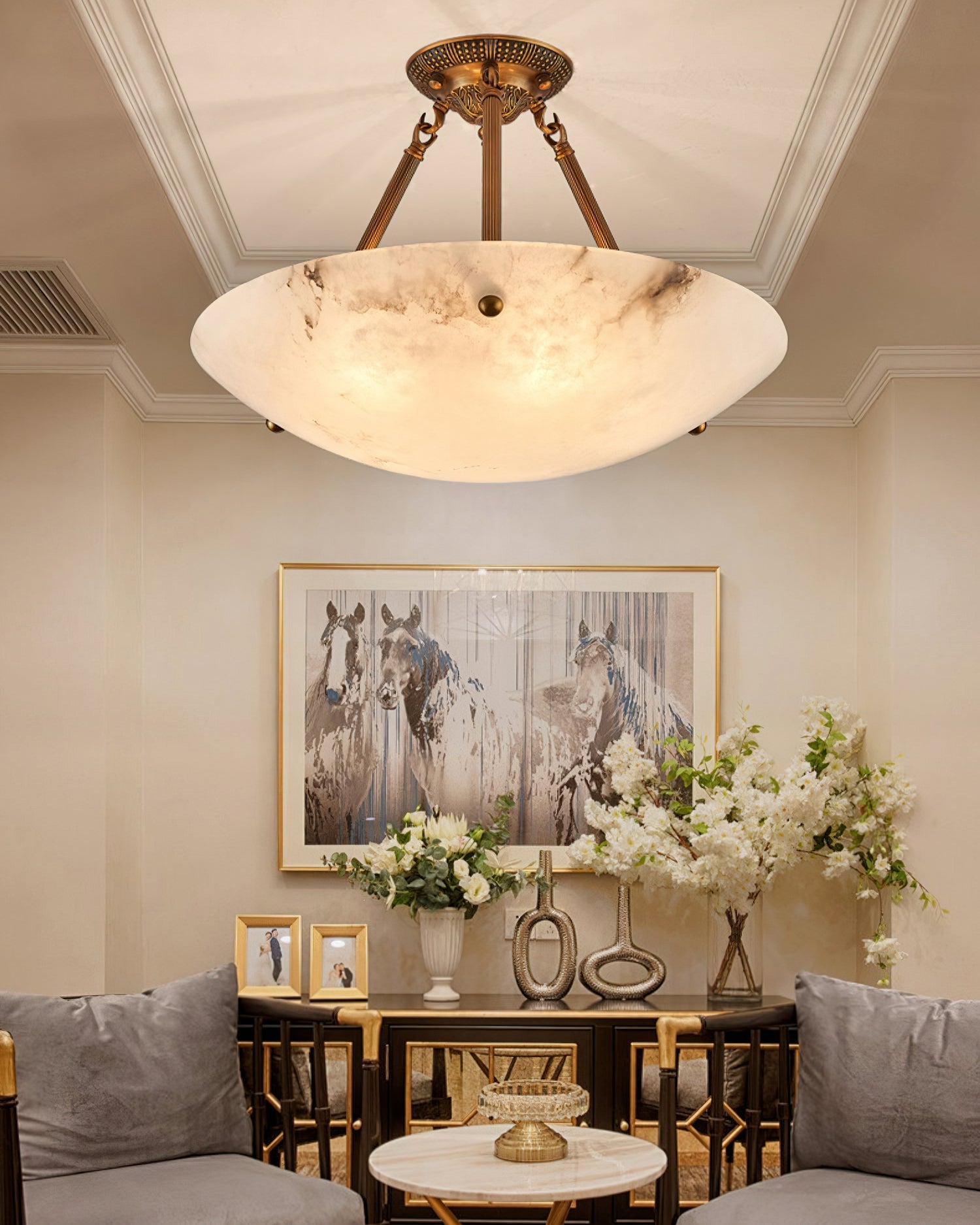 Ardanello Alabaster Bowl Ceiling Light