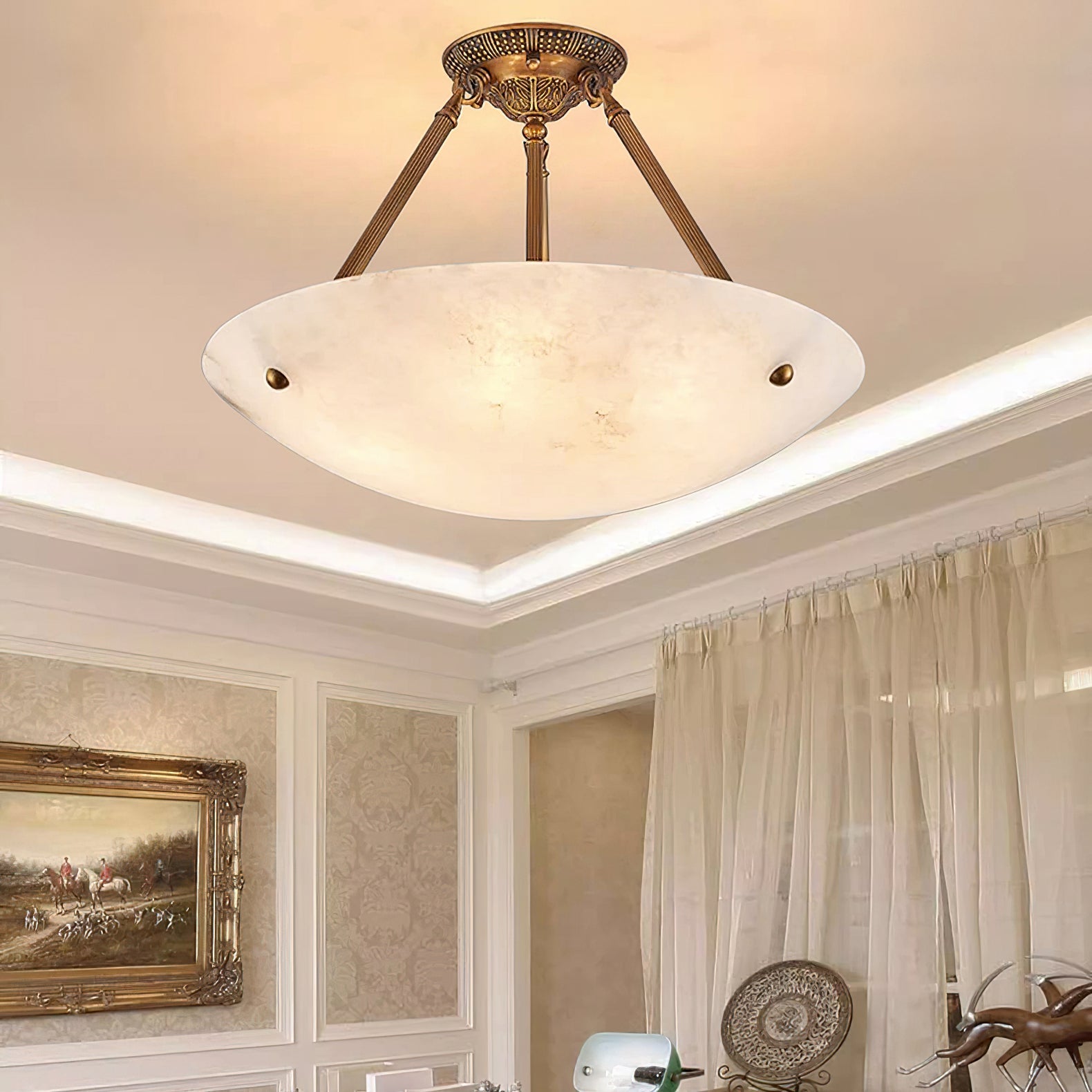 Ardanello Alabaster Bowl Ceiling Light