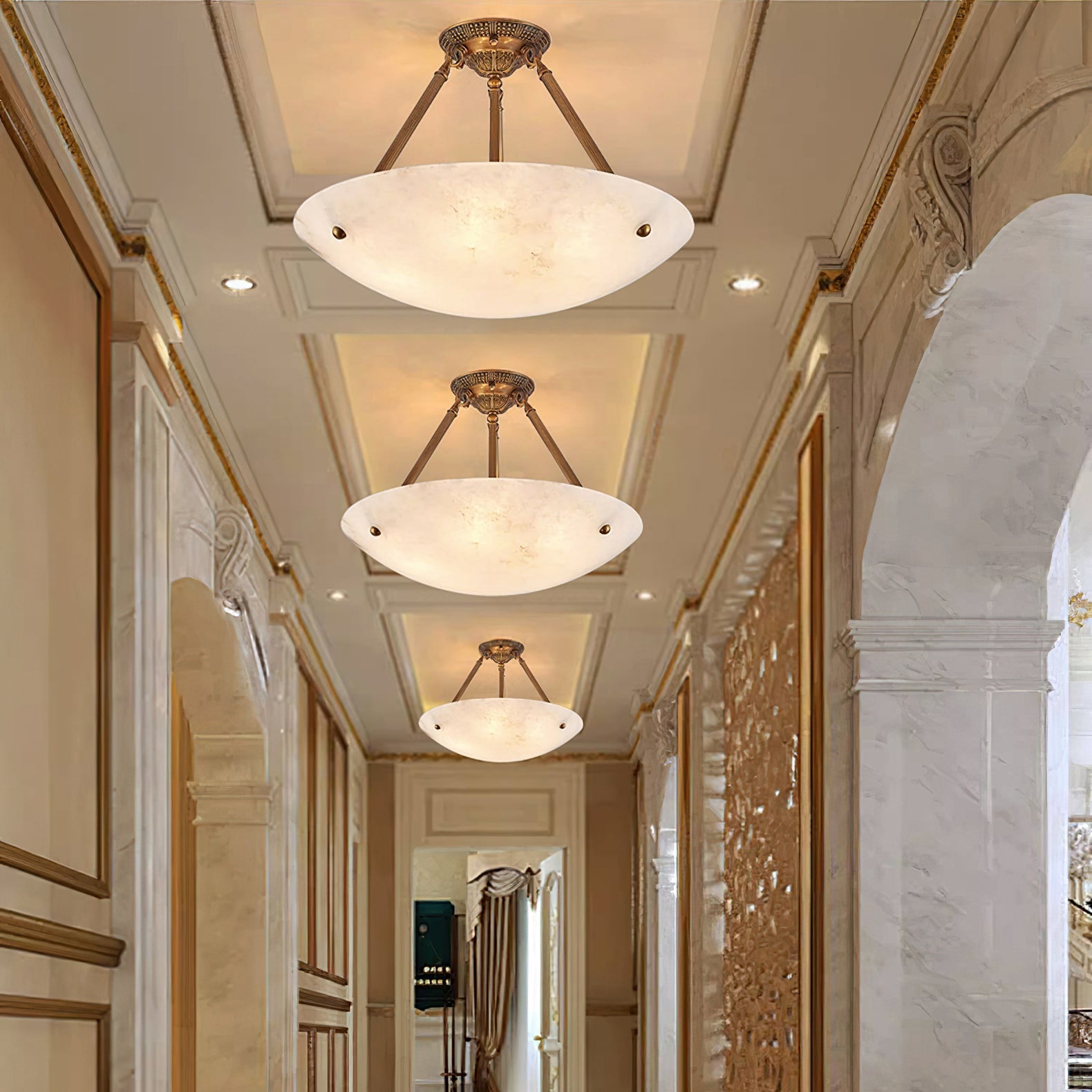 Ardanello Alabaster Bowl Ceiling Light