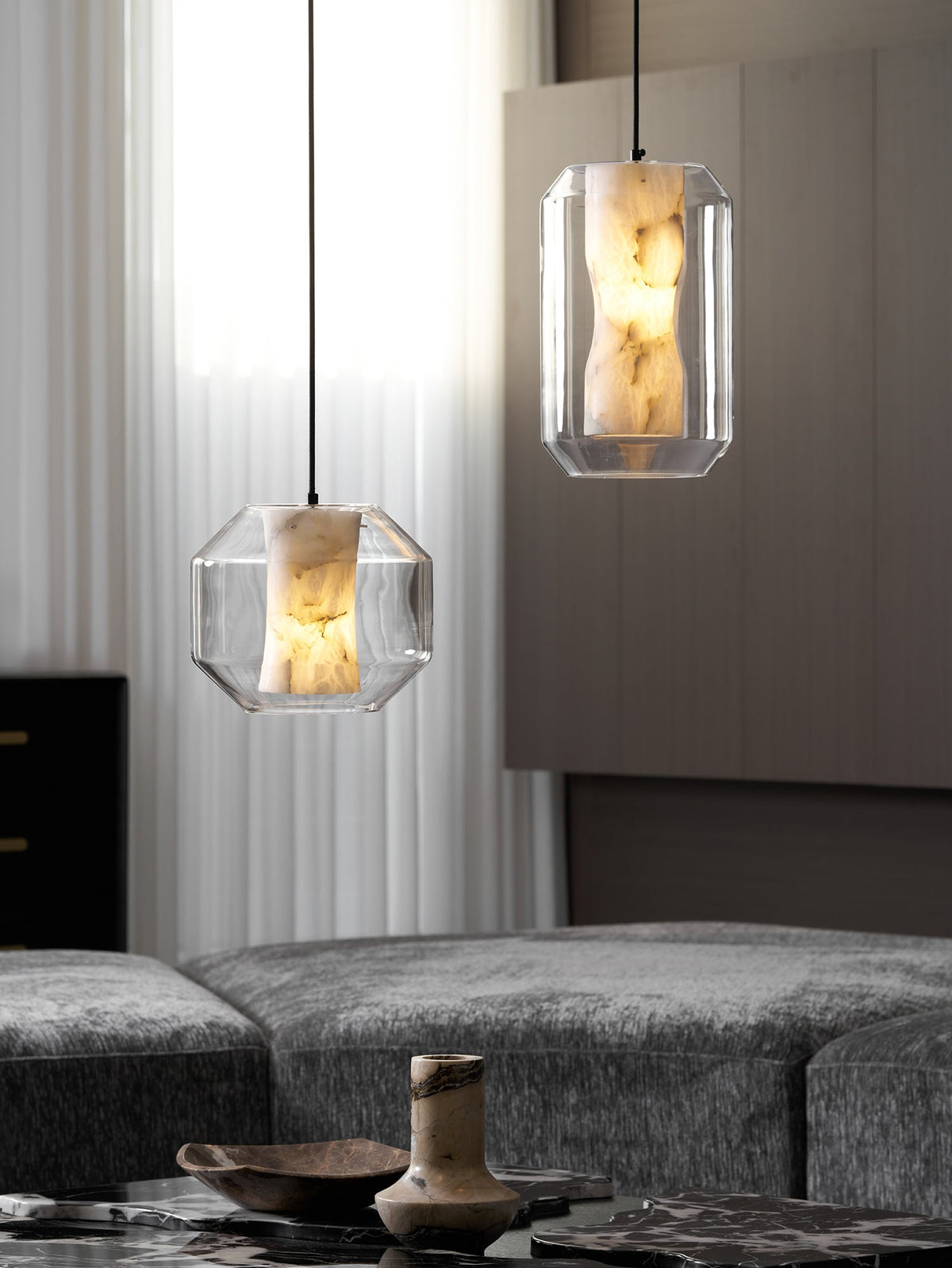 Alabaster Glass Cylinder Pendant Light - Vakkerlight