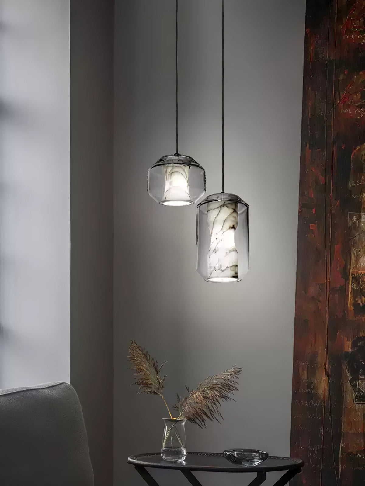 Alabaster Glass Cylinder Pendant Light – detail 15