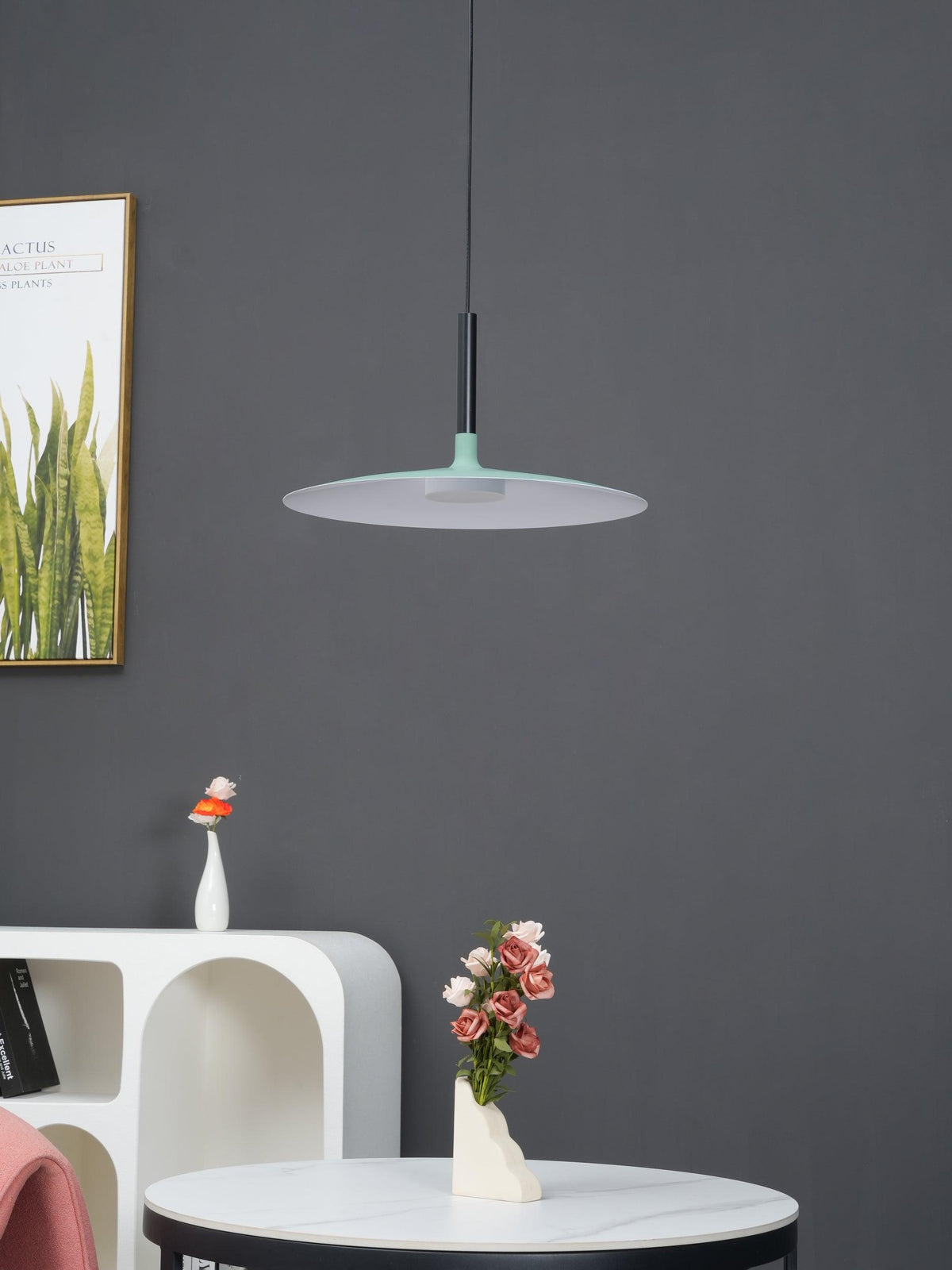 Larkin White Saucer Pendant Light – detail 12