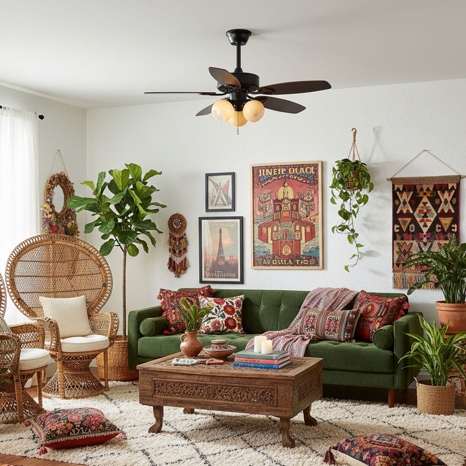 Lunoves Vintage Ceiling Fan Light