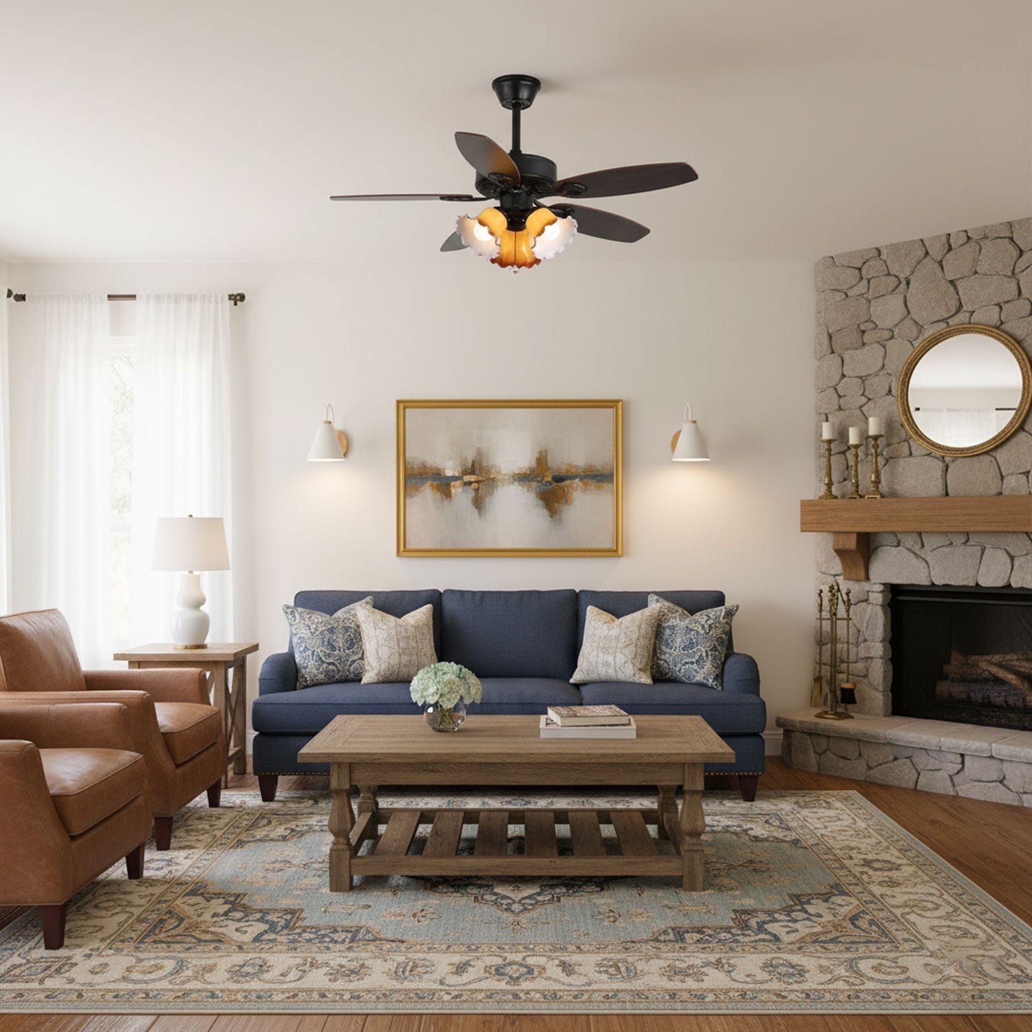 Lunoves Vintage Ceiling Fan Light