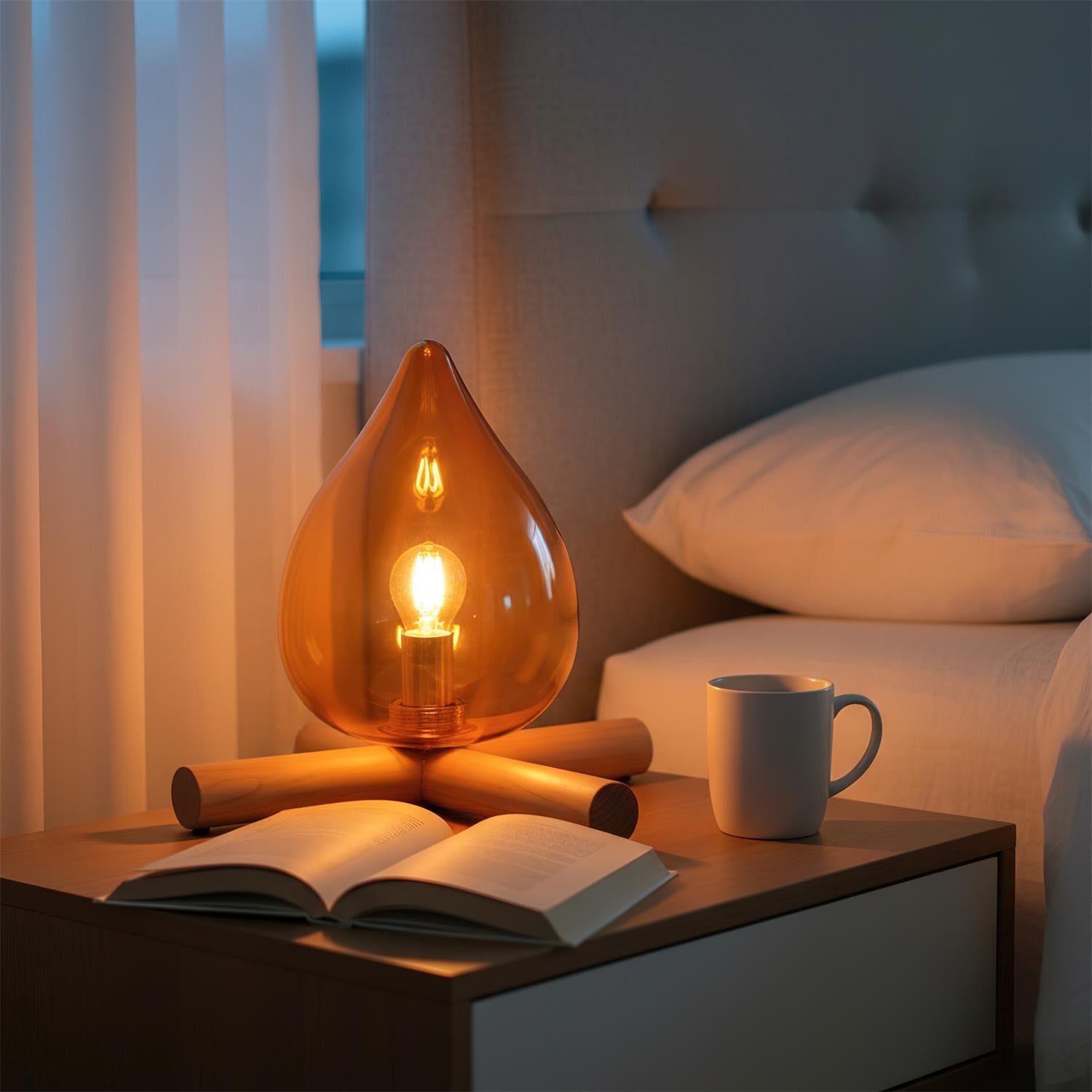 Wood Fire Table Lamp