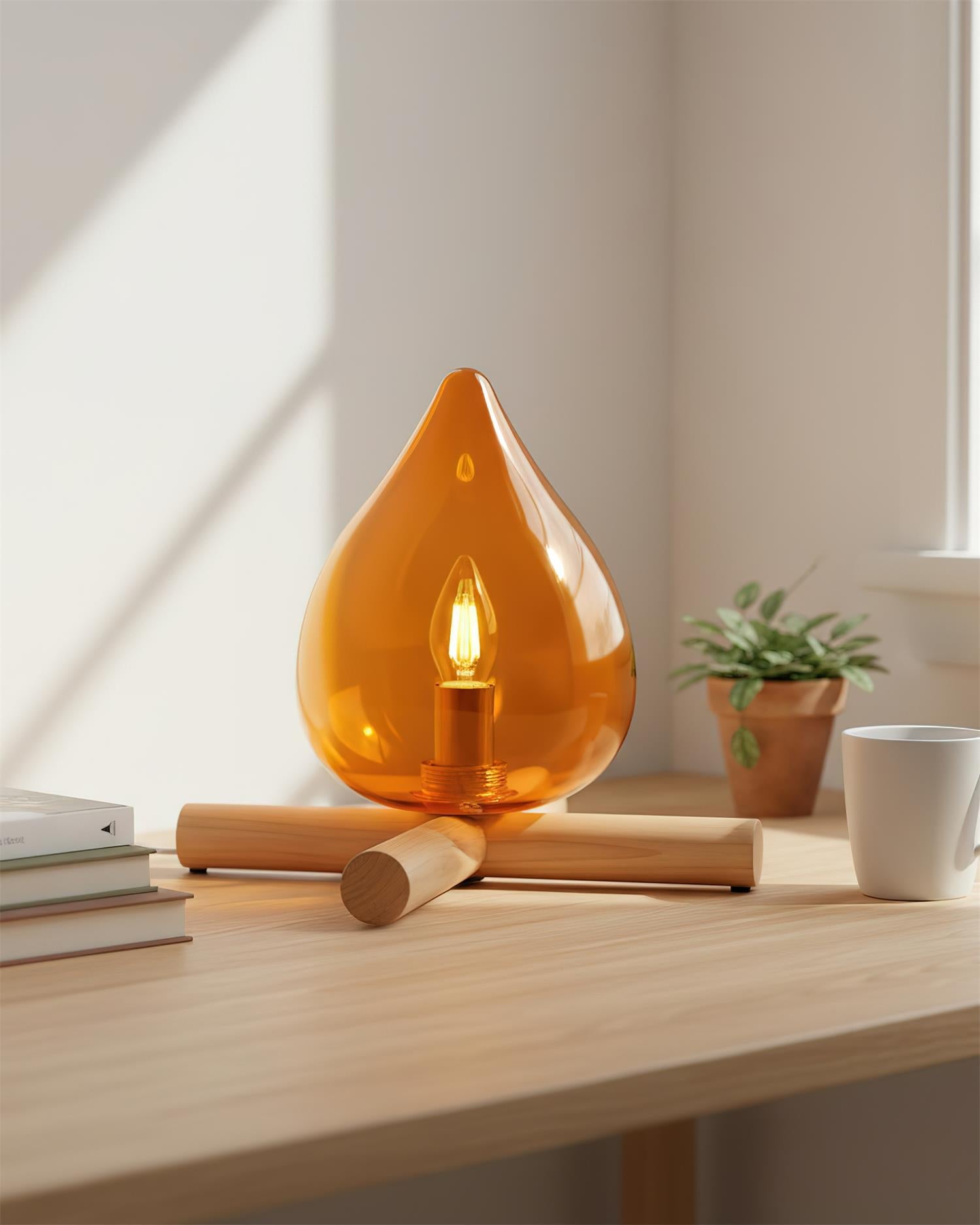 Wood Fire Table Lamp