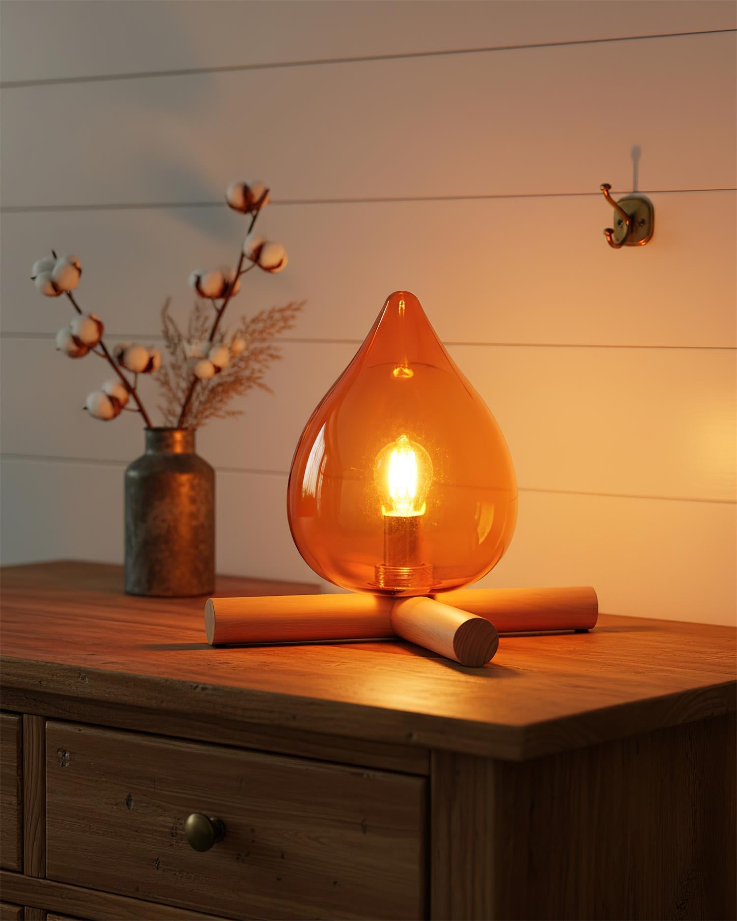 Wood Fire Table Lamp