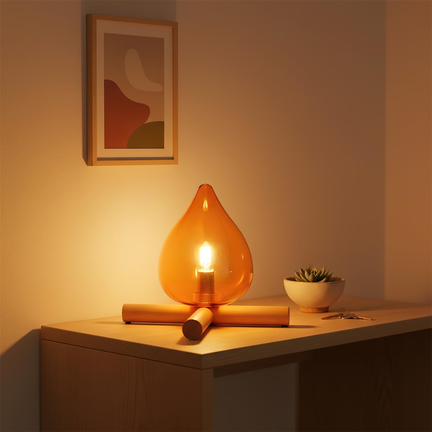 Wood Fire Table Lamp